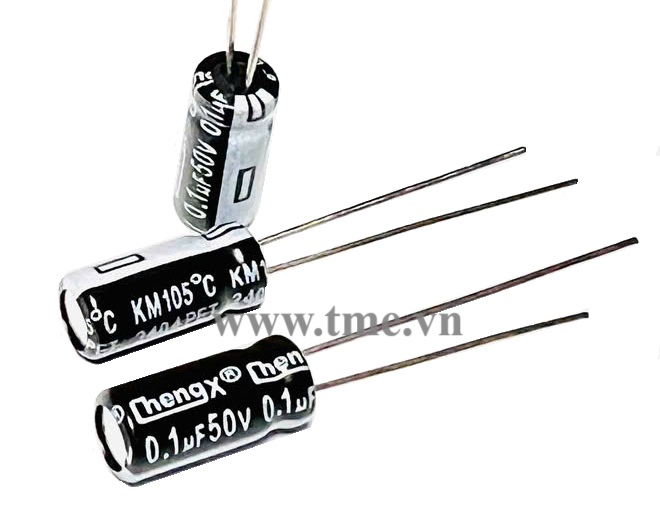 0.1uF/50V ±20% Aluminum Electrolytic Capacitor, Size 5x11mm